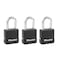 Master Lock Black Magnum KeyedAlike Padlocks with AllWeather Cover Outdoor Lock for Fence or Gate with a 178 Inch Lock Body and 112 Inch Shackle 3Pack