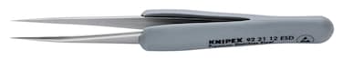 KNIPEX Tools 92 21 12 ESD Premium Stainless Steel Precision TweezersNeedlePoint TipsESD Rubber Handles 412
