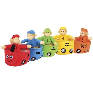 Constructive Playthings Toys Velour Bilingual Play  Learn Monkey Train for Kids