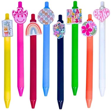 YJ PREMIUMS 8 PC Cute Pens Aesthetic Kawaii Cute Pen Smiley Cow Boy Rainbow Be Kind Flower for Office Work Note Taking Supplies Journaling Bulk Teacher Nurse School Women Teen Girls Gifts