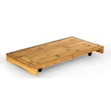 Camco Bamboo Stove Top Work Surface with Adjustable Legs  Built In Juice Groove  Covers Stove Top To Create Additional Kitchen Workspace  2 Burner 43547