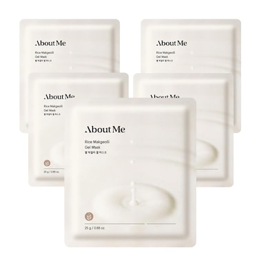 About Me Rice Makgeolli Gel Mask  Hydrating Face Mask with Fermented Rice Wine for Smooth Bright Skin Vegan 5 Sheets