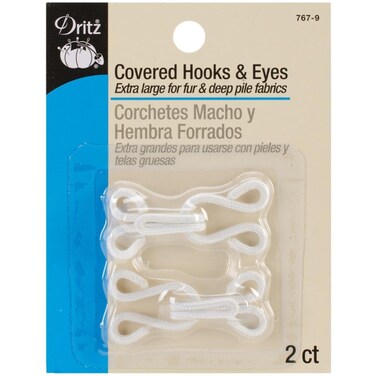 Dritz 2 Set White ExtraLarge Covered Hook  Eye Closures 2 Count