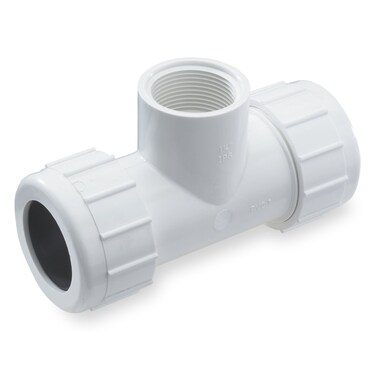 NDS CPT2000T PVC Compression Tee Pipe Connection Compression Fitting IPS Slip Tee 2Inch IPS UC X 2Inch UC X 2Inch FPT White