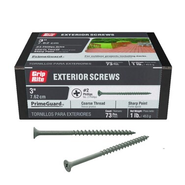 GripRite PTN3S1 PG10 Polymer Coated 8 x 3 Coarse Thread Deck Screw Gray 1lb Box