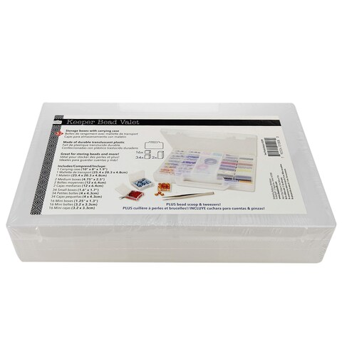 The Beadsmith Bead Organizer Carrying Case 55 piece set with removable compartments in assorted sizes a carrying case plus a bead scoop and tweezer