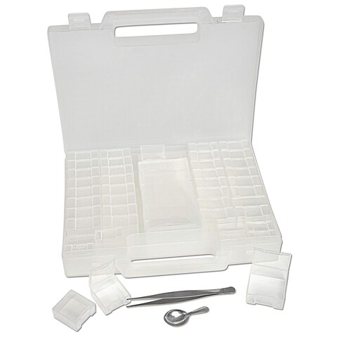 The Beadsmith Bead Organizer Carrying Case 55 piece set with removable compartments in assorted sizes a carrying case plus a bead scoop and tweezer