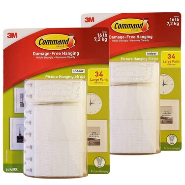 Command Indoor Picture Hanging Strips 34 Large Pairs 68 Strips 2 Pack Large Strips
