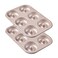 Bakeley Donut Pan Nonstick 6 Cavity Ring Doughnut Pan for Baking Set of 2 Champagne Gold