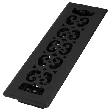 Decor Grates ST212 Scroll Design Floor Register 2x12 Inches Textured Black