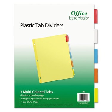 Office Essentials 11465 Plastic Insertable Dividers 5Tab Letter