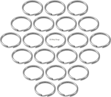Lucky Line 134 Split Key Ring NickelPlated Tempered Steel Heavy Duty Metal Key Chain Ring for Cars Crafts Lanyards 50 Per Box 76900 Nickel Plated