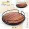 TIDITA 13 Acacia Lazy Susan Turntable for Countertop  Wooden Lazy Susan Rotating for Table  Wood Organizer Storage Food Bin Container for Kitchen Pantry Fridge Cabinet Steel Frame 13 inch