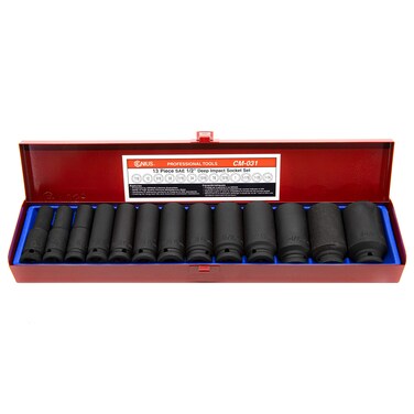 GENIUS TOOLS 13PC 12 Dr SAE Deep Impact Socket Set CRMo  CM031 CD413S