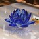 Amlong Crystal 3 Inch Sapphire Blue Crystal Lotus Flower Feng Shui Home Decor with Gift Box