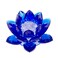Amlong Crystal 3 Inch Sapphire Blue Crystal Lotus Flower Feng Shui Home Decor with Gift Box
