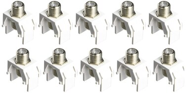 Legrand  OnQ F Keystone Connector NonRecessed Keystone Coax Insert NickelPlated 1GHz Keystone F81 Coupler Keystone Insert White 10 Count WP3479WH10