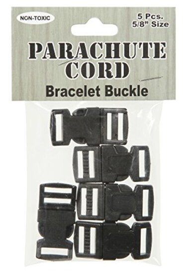 Pepperell Parachute Cord Bracelet Buckles 15mm Black 5 Per Package