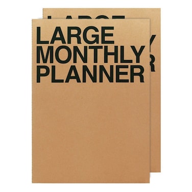 JSTORY Large Monthly Planner Set of 2 Stitch Bound Flat Lay Year Round Flexible Cover GoalTime Organizer Thick Paper Eco Friendly Customizable A4 16 Months 36 Pages 18 Sheets Kraft
