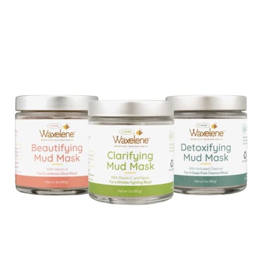Waxelene Mud Mask Pack  Gift Set With Beautifying Clarifying and Detoxifying Mud Masks Fights Wrinkles Cleans Pores Acne Tightens Plumps Oily Skin