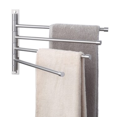KES Swivel Towel Rack Bathroom Swivel Towel Bar Swing Out Towel Holder 4Arm Multiple Towel Rack 138 Inch Space Saving SUS 304 Stainless Steel Wall Mount Brushed Finish A2102S42
