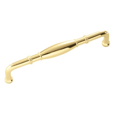 Hickory Hardware 1 Pack Solid Core Kitchen Cabinet Pulls Luxury Cabinet Handles Hardware for Doors  Dresser Drawers 5116 Inch 128mm Hole Center Polished Brass Williamsburg Collection