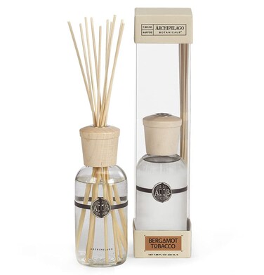 Archipelago Botanicals Bergamot Tobacco Reed Diffuser Scented Oil Diffuser with Decorative Wooden Cap  10 Natural Reed Diffuser Sticks Perfect Air Freshener for Room Dcor 785 fl oz