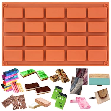 20 Cavities Rectangular Chocolate Candy Bar Silicone Mold Rectangle Soap Cake Pan