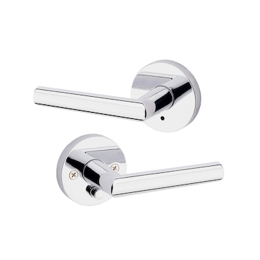 Kwikset 91550004 Milan Door Handle Lever with Modern Contemporary Slim Round Design for Home Bedroom or Bathroom Privacy in Polished Chrome