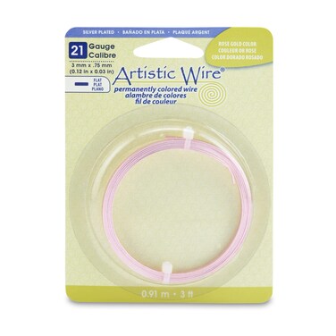 Artistic Wire 21 Gauge Flat 3 mm x 75 mm  012 in x 003 in Rose Gold Color 3 ft  91 m