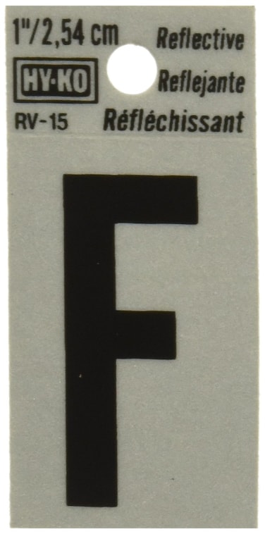 HyKo RV15F Reflective Letter with F Sign 125 Black