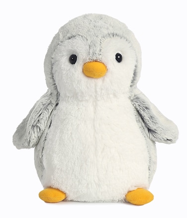 Aurora Playful Pompom Penguin Stuffed Animal  Vibrant Companions  Endless Fun  Gray 9 Inches