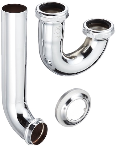 Eastman 112 Inch 17Gauge Thick PTrap with Flange for Tubular Drain Applications Brass Plumbing Fitting Chrome 35095