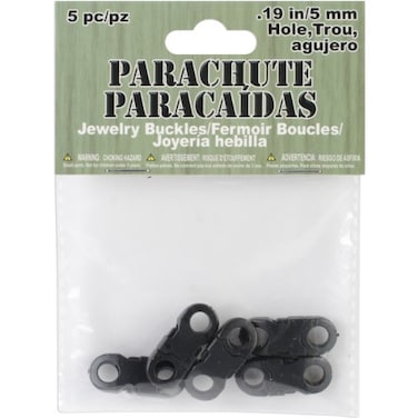 Pepperell Parachute Cord Jewelry Buckles 5mm Black 5Pack