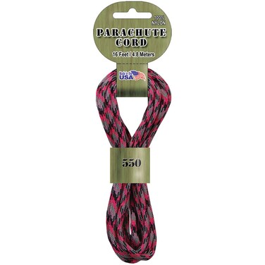 Pepperell Parachute Cord 4mm x 16Feet Pink Camouflage
