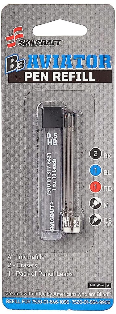 SKILCRAFT 7510015650621 5 Piece B3 Aviator Pen Refill Kit