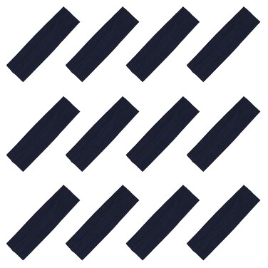 Kenz Laurenz Soft and Stretchy Elastic Cotton Headbands Pack of 12 Navy