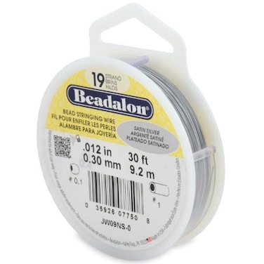 Beadalon 19Strand Bead Stringing Wire 0012Inch Satin Silver 30Feet