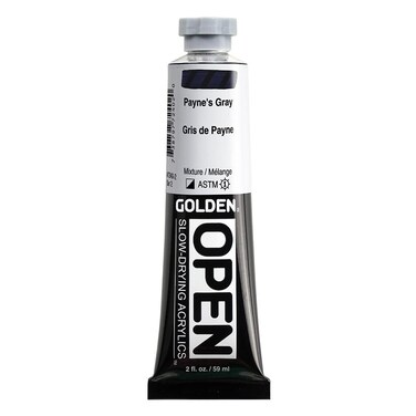 OPEN SlowDrying Acrylics by GOLDEN Paynes Gray 2 fl oz tube Professional Acrylic Paint SemiOpaque