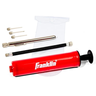 Franklin Sports Ball Pump Kit 74  Perfect for Basketballs Soccer Balls and More  Complete Hand Pump Kit with Needles Flexible Hose Air Pressure Gauge and Carry Bag