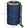 Household Essentials Rolling Pop Up Hamper Drawstring Closure with Shoulder Strap and Removable Wheels Blue