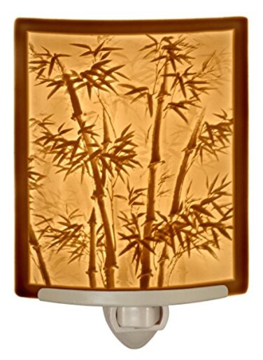The Porcelain Garden Bamboo Night Light Porcelain Lithophane Decorative Wall Plug in for Kitchen Bath Hallway Nursery Asian Themed Accent Light