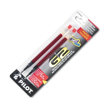 Pilot G2 Gel Ink Refills Fine Point 07 mm Red Pack of 2