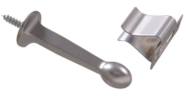 Hardware Essentials by Hillman 852924 Rigid Door Stops with Holder Satin Chrome White 1 Count Pack of 1