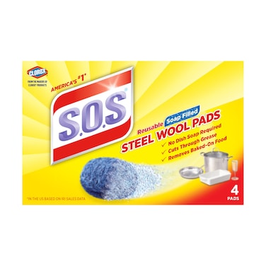 SOS Steel Wool Soap Pads 4 Count