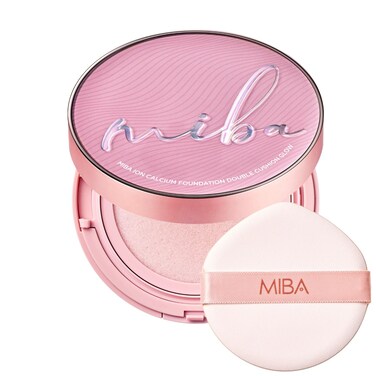 MIBA Ion Calcium Foundation Double Cushion Glow 25 g  088 oz Big Cushion SEASON 3 Long Lasting Cover Effect Moisture glow Skin tightening relief Smooth adhesion Luxury 21 Rosy Ivory