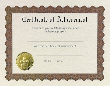Great Papers Certificate of Achievement PrePrinted Gold Foil Embossed 85 x 11 6 Count 930100