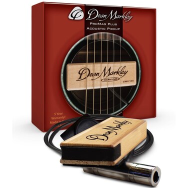 Dean Markley Pro Mag Plus XM Acoustic Guitar Single Coil Pickup Smooth Maple Wood Design Active Soundhole Pickup Ebony Finish Perfect String Balance and 15 Ft Low Noise for SteelString Guitars