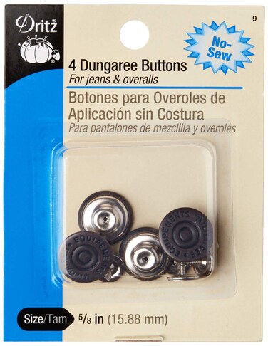 Dritz 9 NoSew Dungaree Buttons Copper 58Inch 4Count