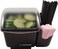 San Jamar Mini Dome Condiment Holder Chillable with Dome Lid for Kitchen Bar And Restaurants Plastic 1 Quart Black
